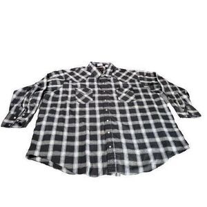 Vintage Plains Western Wear Pearl Snap Shirt‎ Men Sz 3XL Plaid Western Cowboy